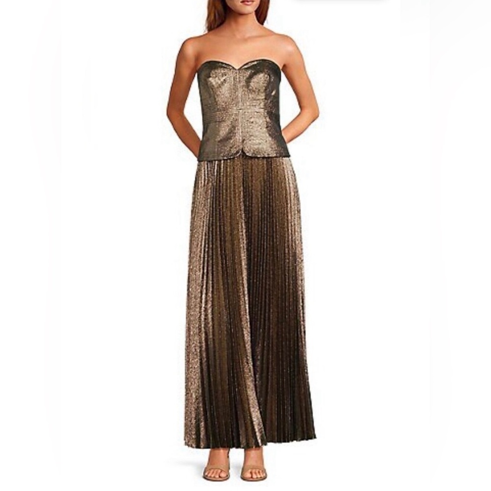 Antonio Melani Gold Pleated Gown Size 10